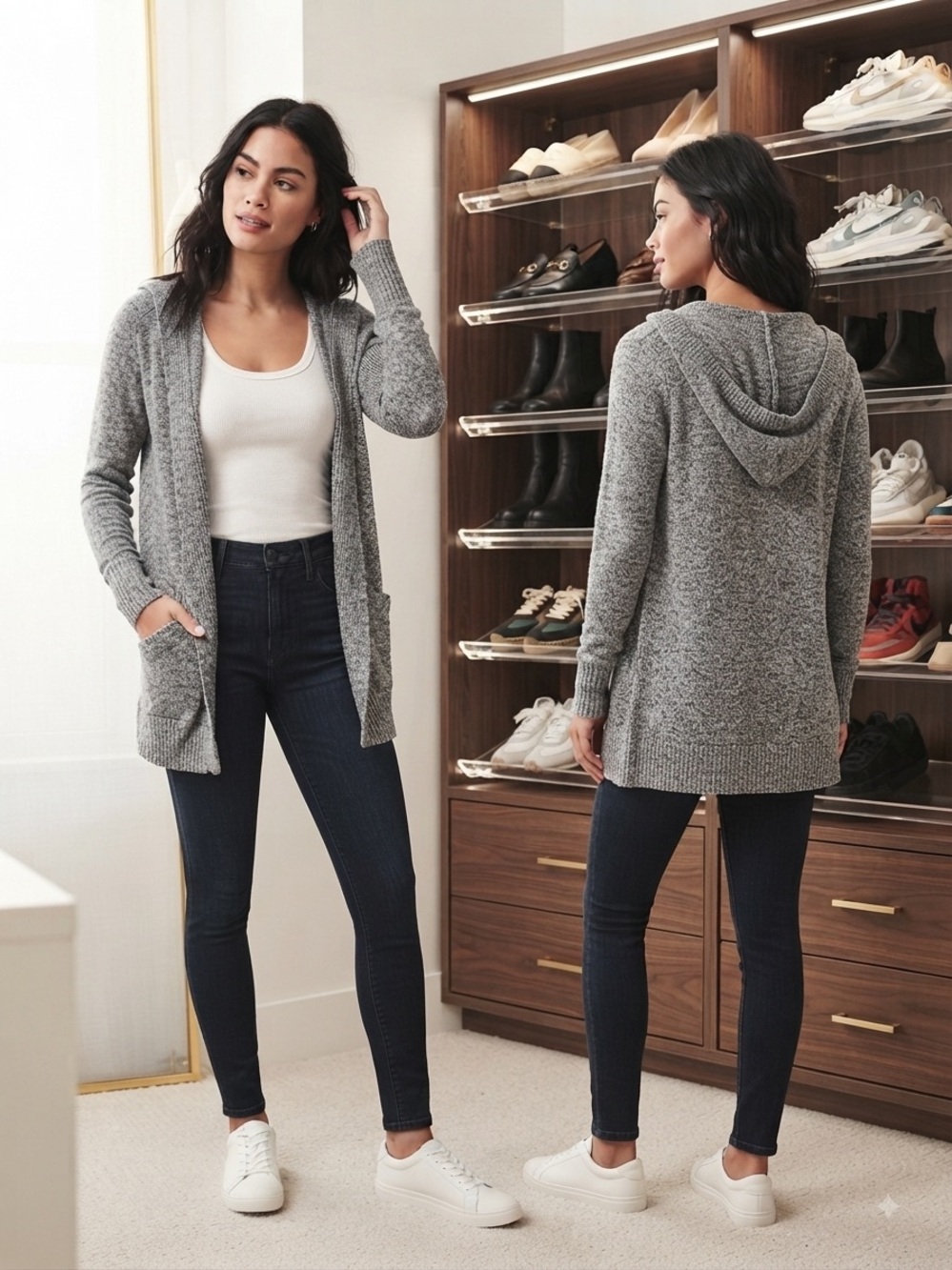 Hollister Gray Hooded Open-Front Cardigan